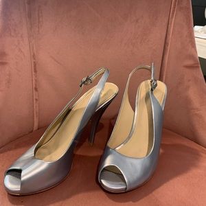 Joan&David metallic blue/silver peep toe sling backs size 7.5